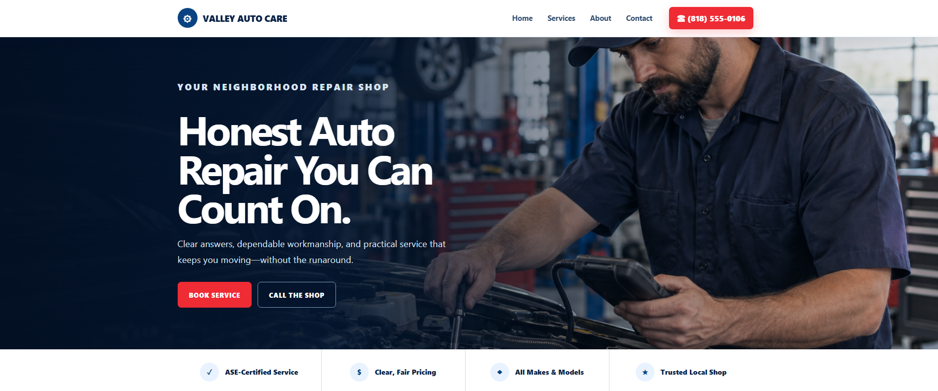 Valley Auto Care concept website